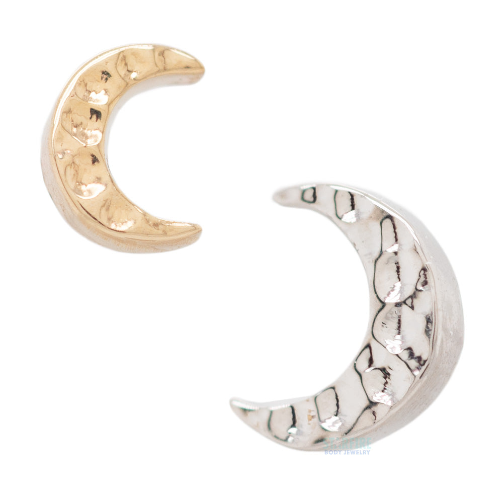 Hammered Crescent Moon Threaded End in Gold