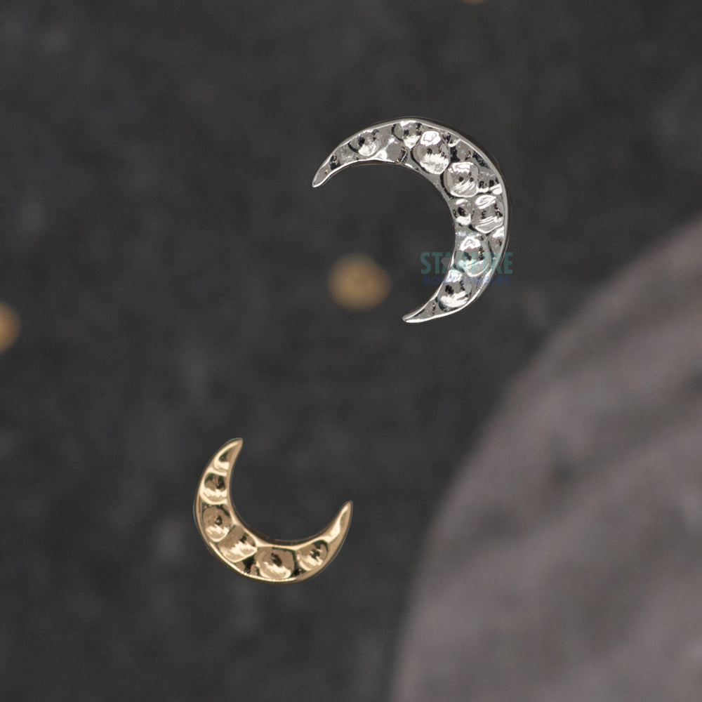 Hammered Crescent Moon Threaded End in Gold