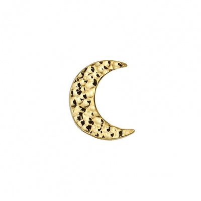 Hammered Crescent Moon Threaded End in Gold