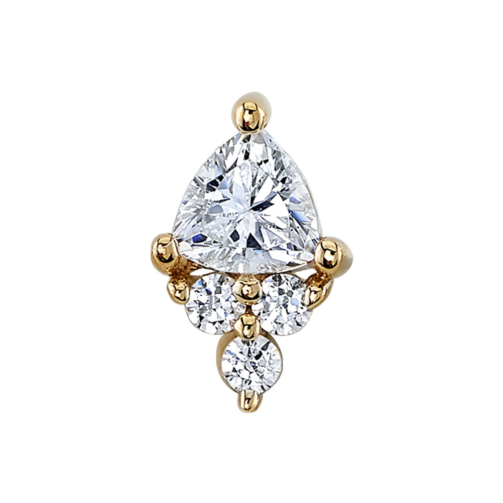 "Tau" Threaded End in Gold with Diamonds