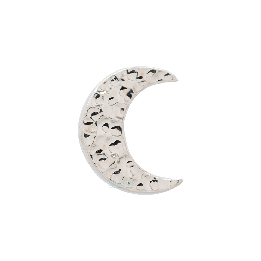 Hammered Crescent Moon Threaded End in Gold