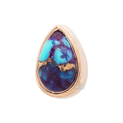 Copper Purple Turquoise Pear in Bezel Threaded End in Gold