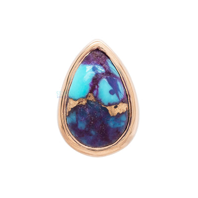 Copper Purple Turquoise Pear in Bezel Threaded End in Gold