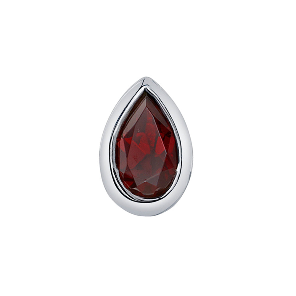 Garnet Pear in Bezel Threaded End in Gold