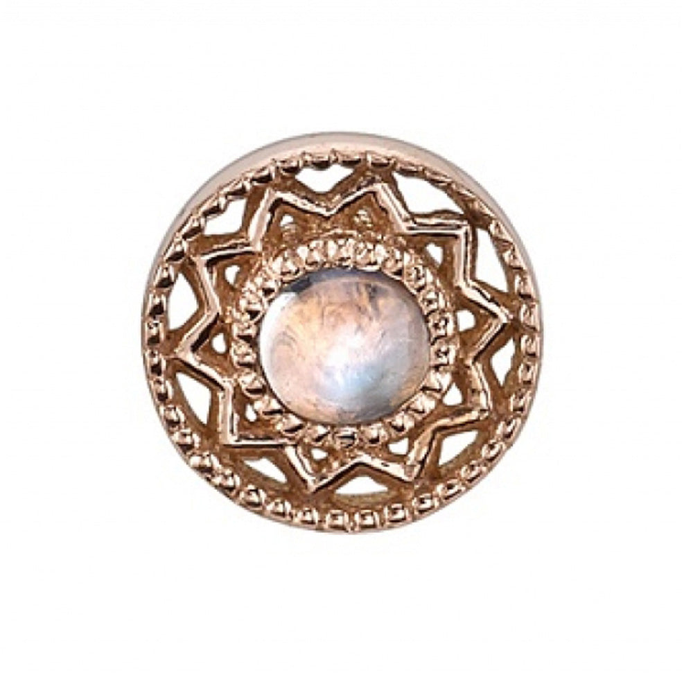 "Bandera" Threaded End in Gold with Rainbow Moonstone