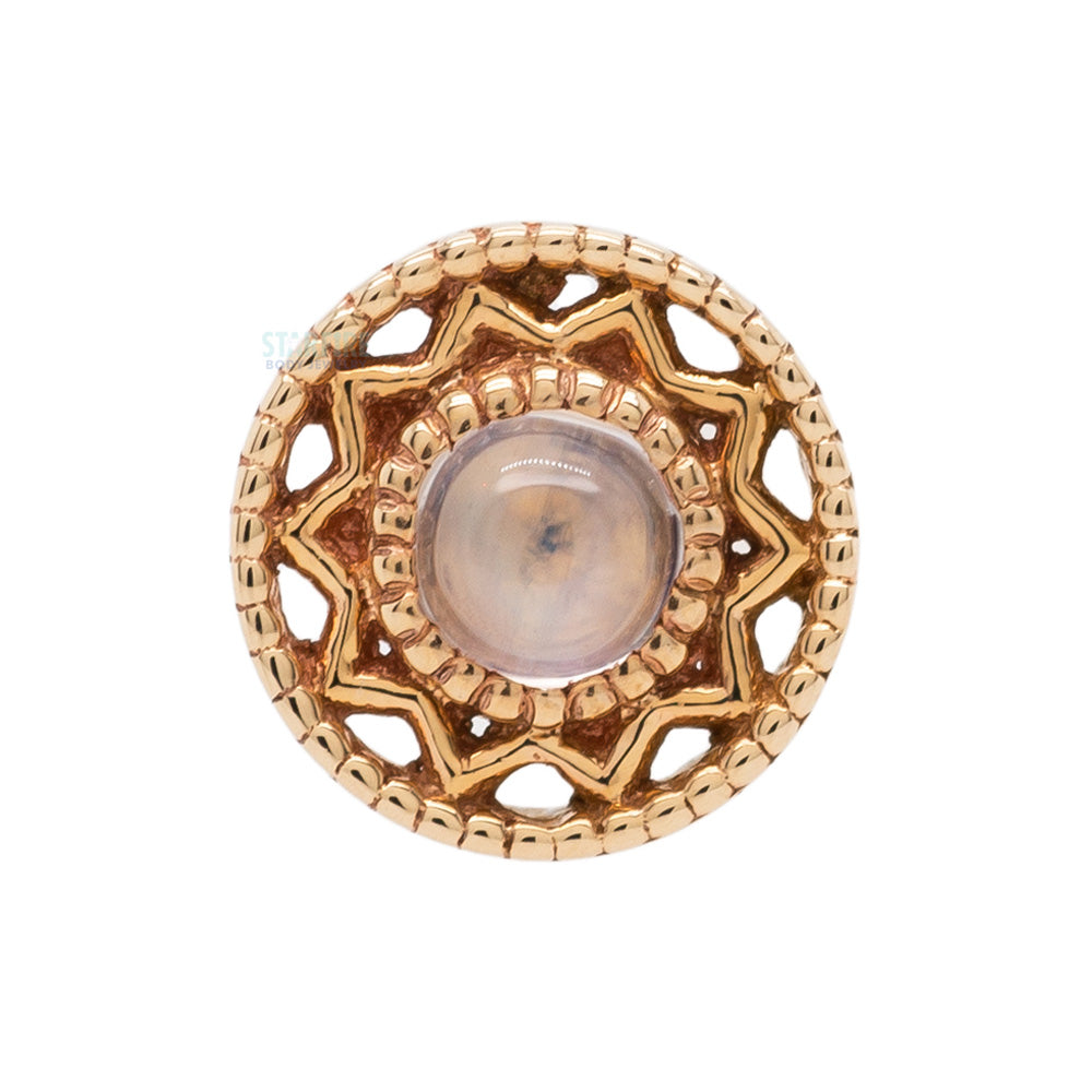 "Bandera" Threaded End in Gold with Rainbow Moonstone