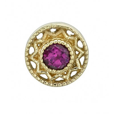 "Bandera" Threaded End in Gold with Rhodolite