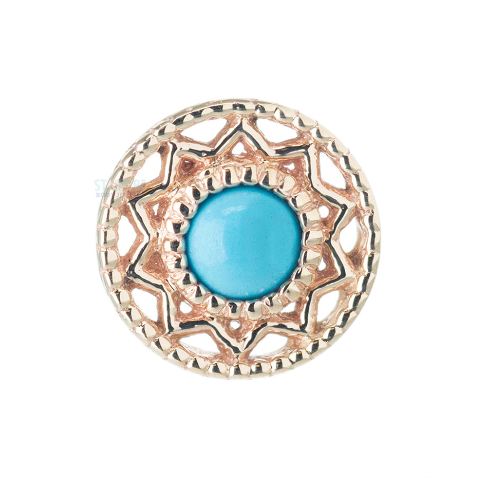 "Bandera" Threaded End in Gold with Turquoise