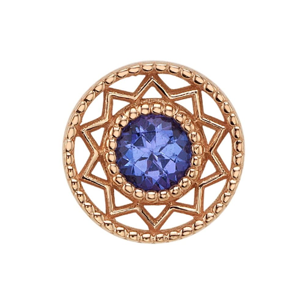 "Bandera" Threaded End in Gold & Platinum with Tanzanite