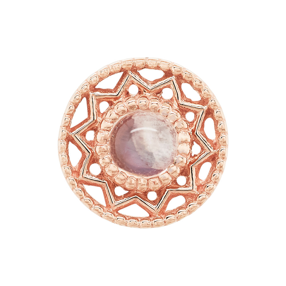 "Bandera" Threaded End in Gold with Rainbow Moonstone