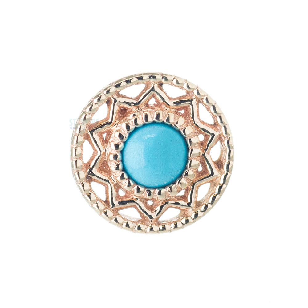 "Bandera" Nostril Screw in Gold & Platinum with Turquoise