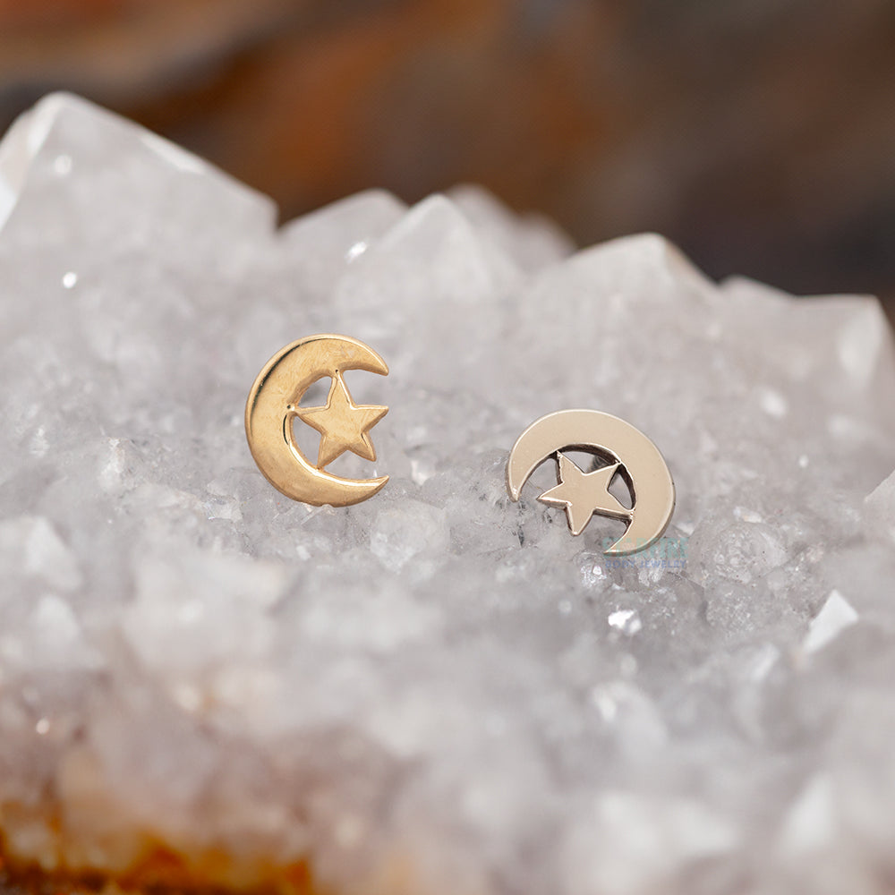 Moon & Star Threaded End in Gold