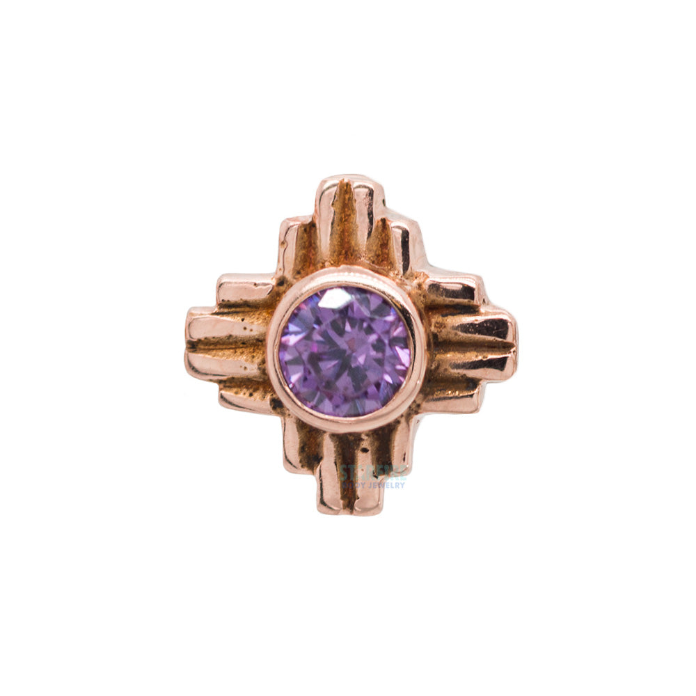 "Zia" Small Faceted Gem Threaded End in Gold