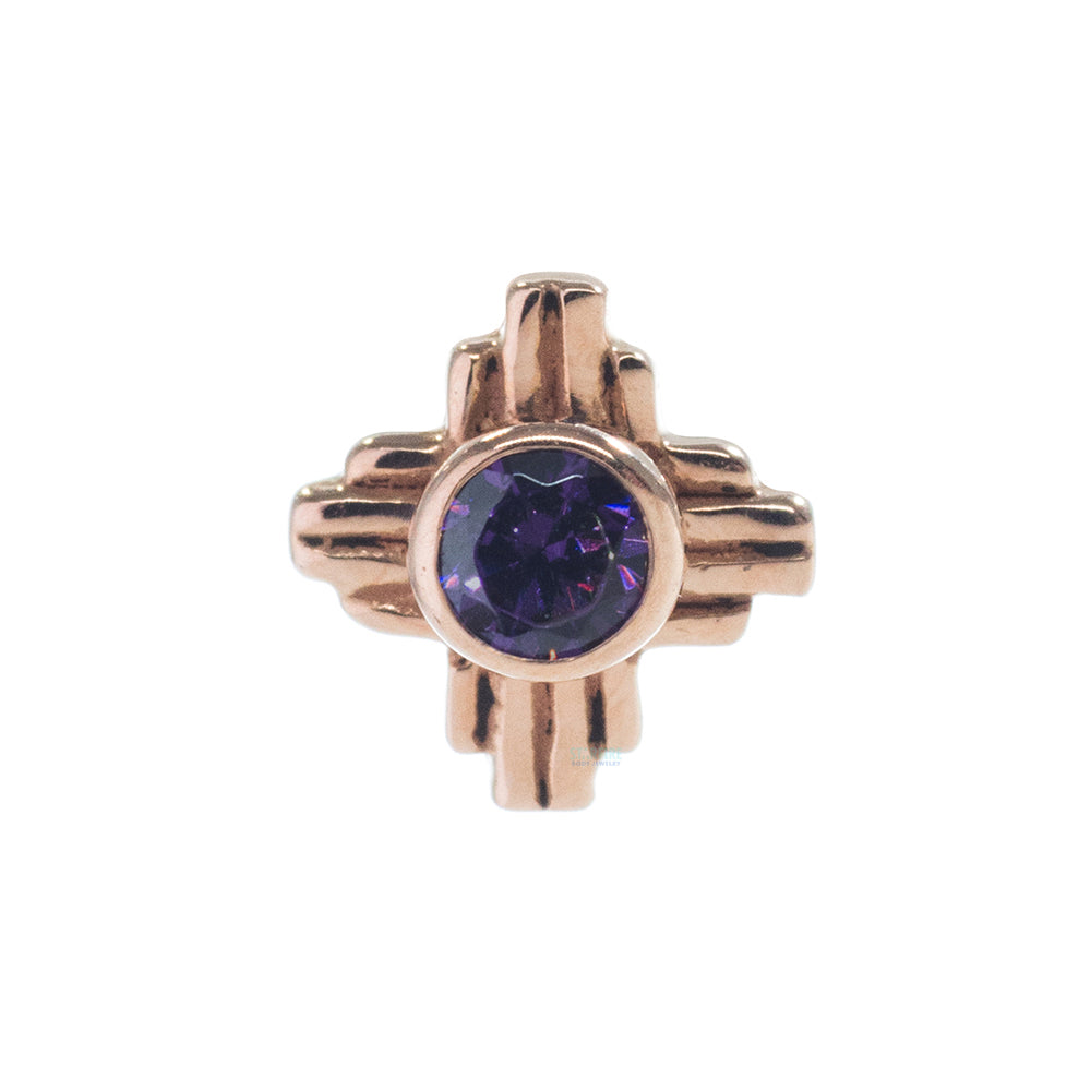 "Zia" Small Faceted Gem Threaded End in Gold