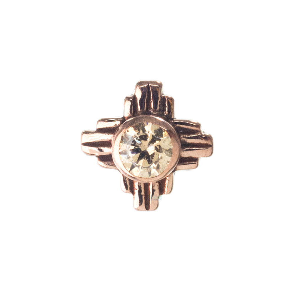 "Zia" Small Faceted Gem Threaded End in Gold
