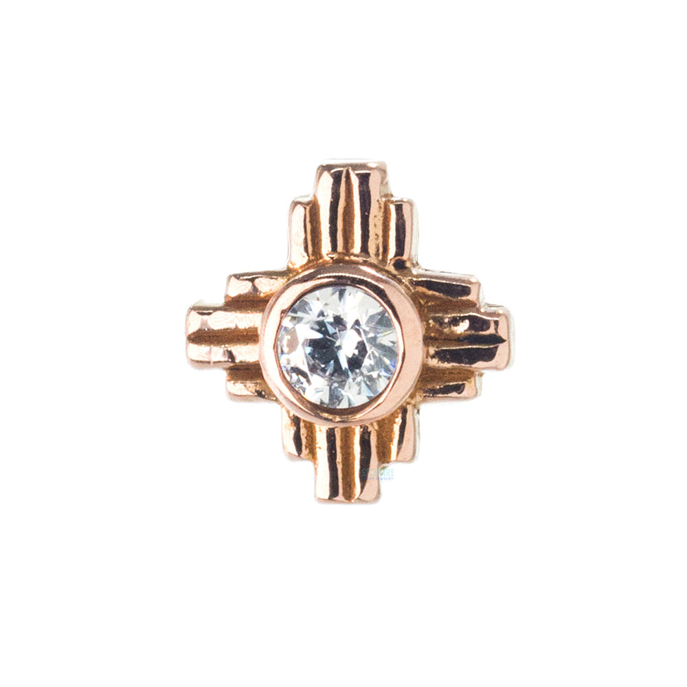 "Zia" Small Faceted Gem Threaded End in Gold