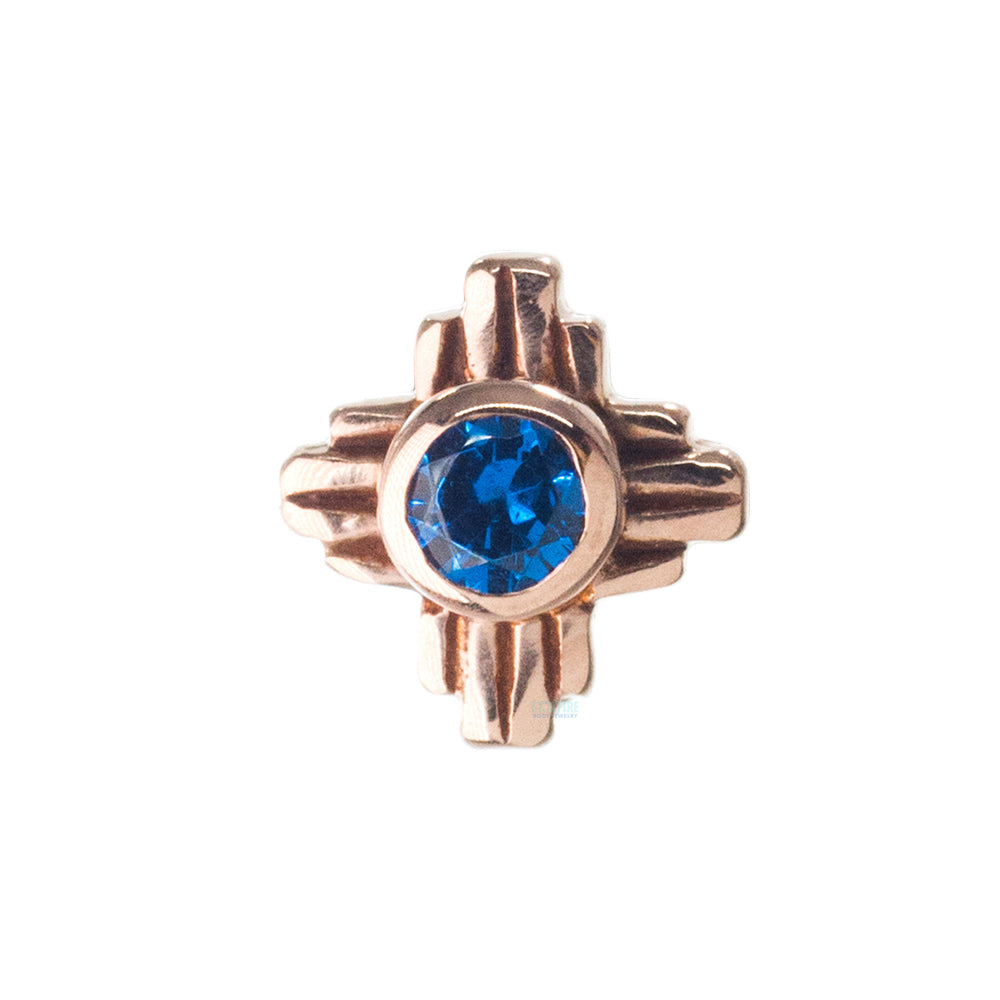 "Zia" Small Faceted Gem Threaded End in Gold