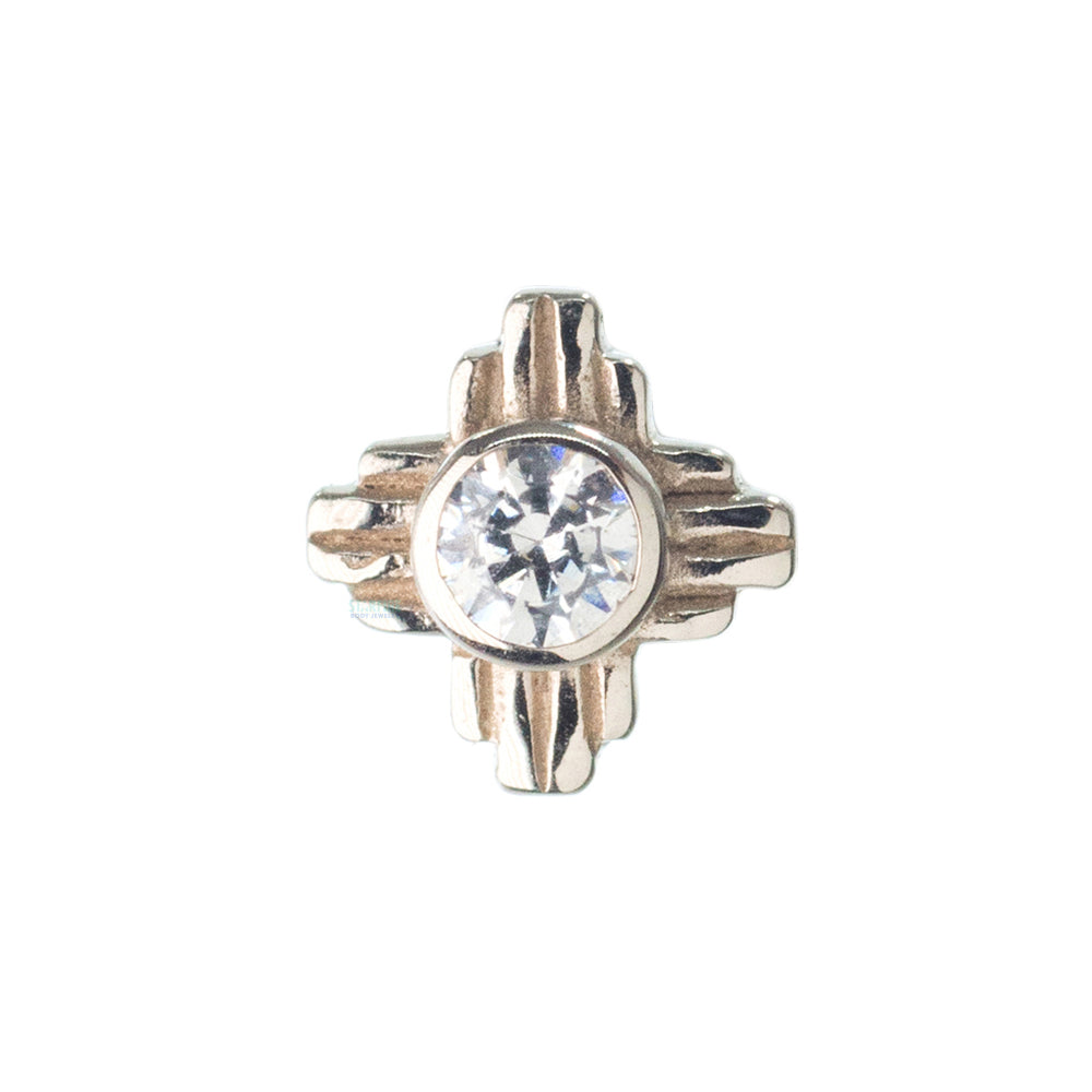 "Zia" Small Faceted Gem Threaded End in Gold