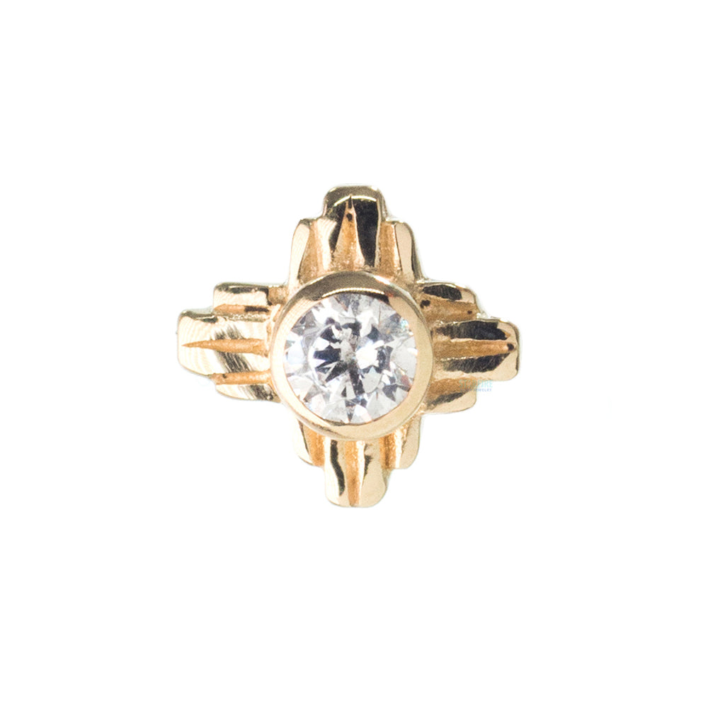 "Zia" Small Faceted Gem Threaded End in Gold