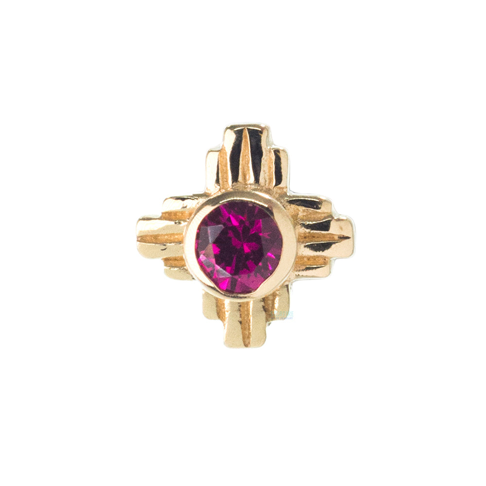 "Zia" Small Faceted Gem Threaded End in Gold
