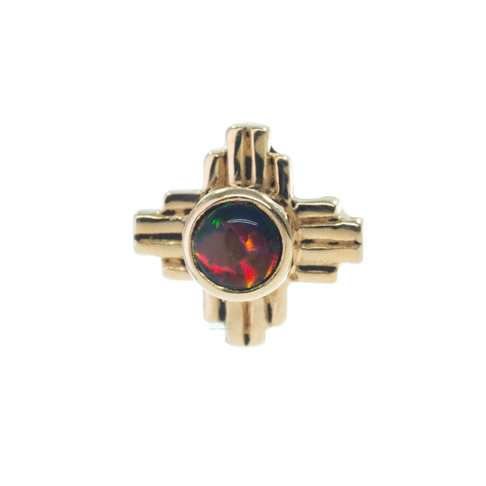 "Zia" Small Opal Threaded End in Gold
