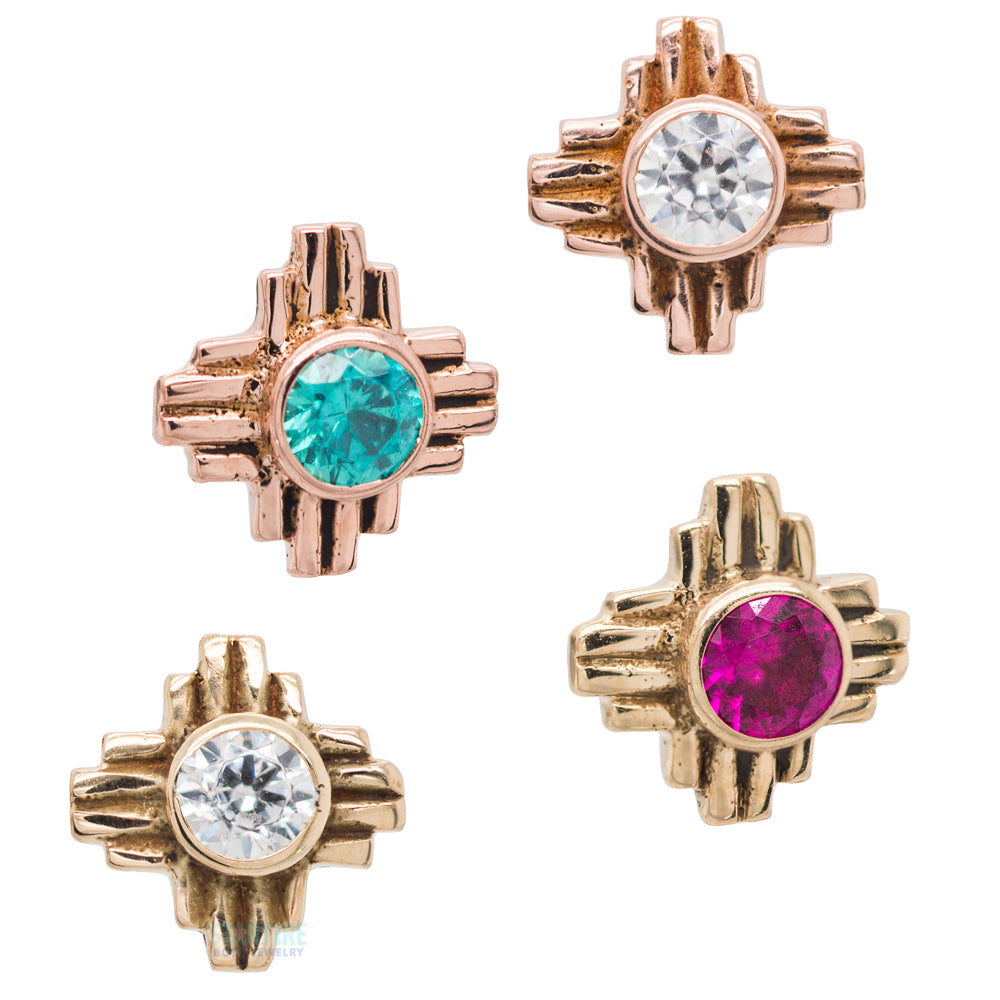 "Zia" Large Faceted Gem Threaded End in Gold