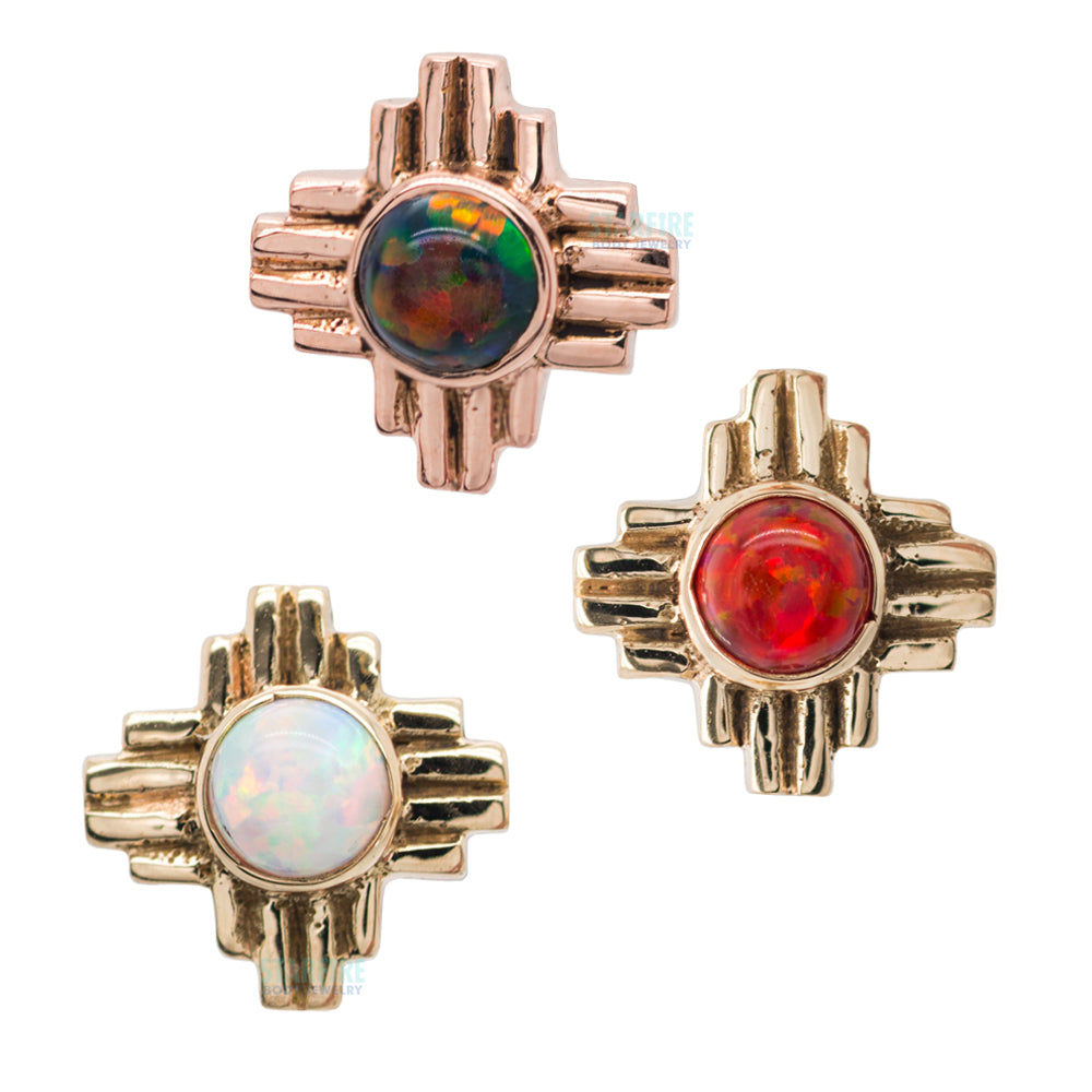 "Zia" Large Opal Threaded End in Gold