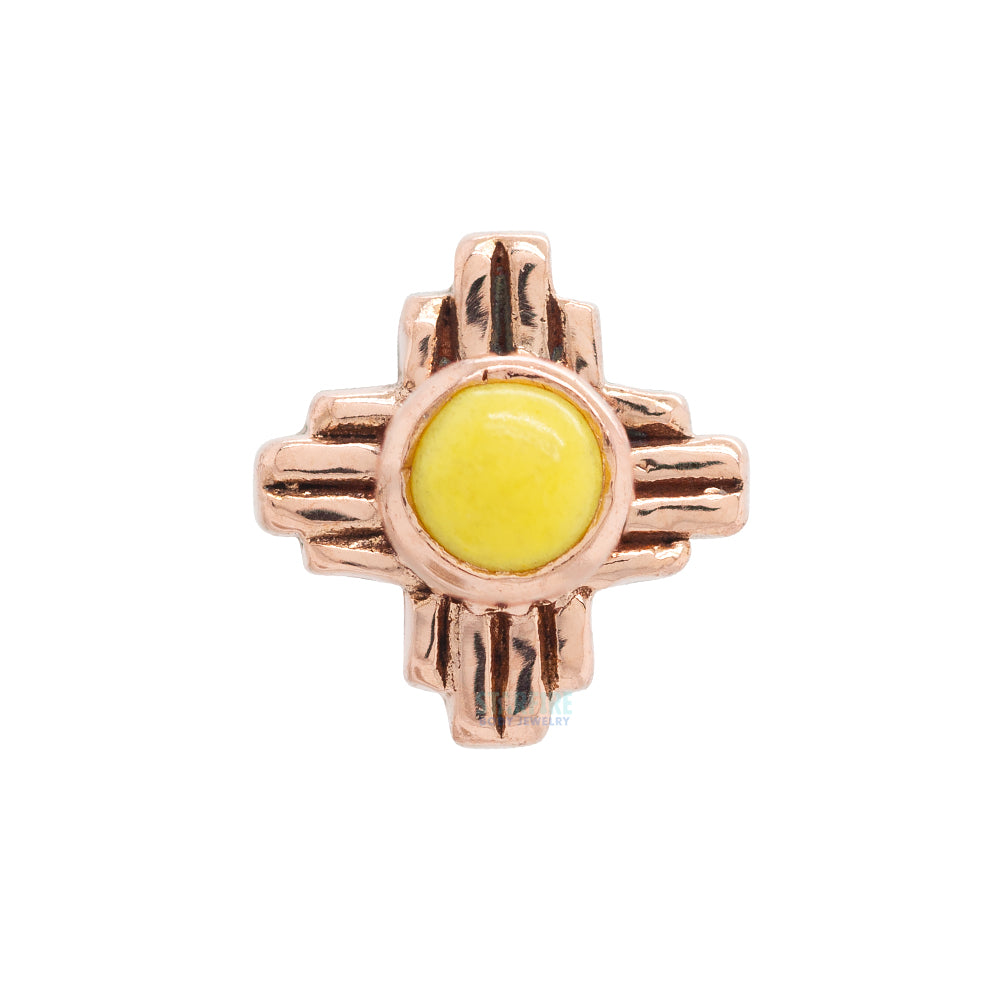 "Zia" Small Stone Cabochon Threaded End in Gold