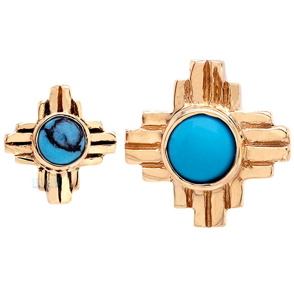 "Zia" Large Stone Cabochon Threaded End in Gold