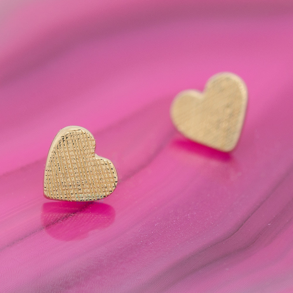 Flat Heart Threaded End FLORENTINE FINISH in Gold