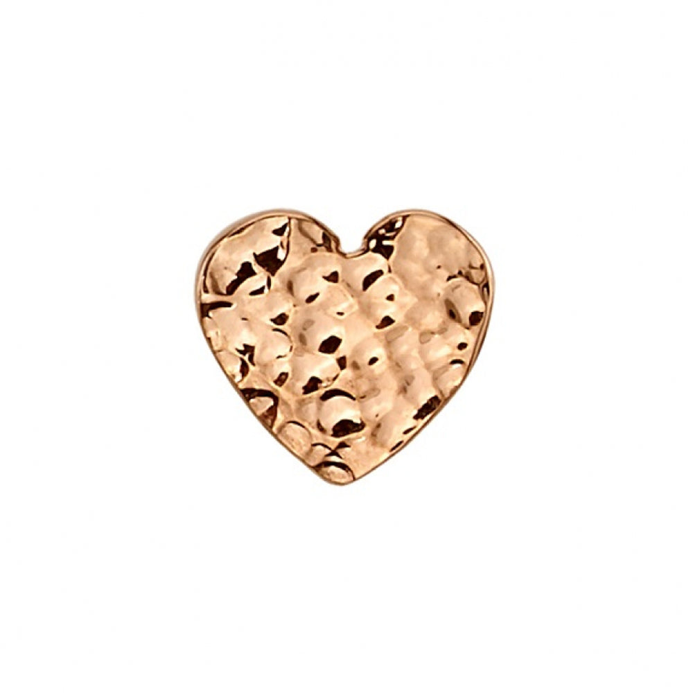 Flat Heart Threaded End HAMMERED FINISH in Gold & Platinum