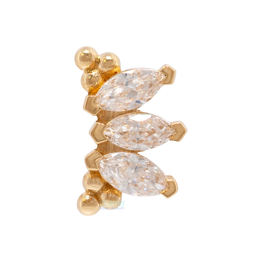 "Eloise" Marquise "Panaraya" Threaded End in Gold & Platinum with White CZ's