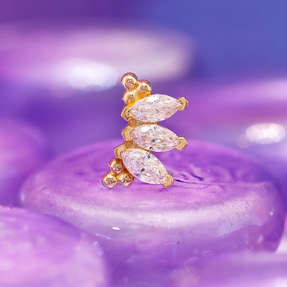 "Eloise" Marquise "Panaraya" Threaded End in Gold & Platinum with White CZ's