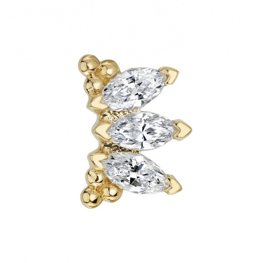 "Eloise" Marquise "Panaraya" Threaded End in Gold with DIAMONDS