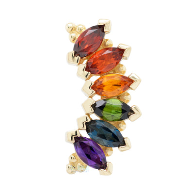 6 Gem Marquise "Panaraya" Threaded End in Gold Rainbow with Genuine Gemstones