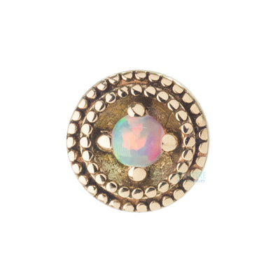 Double Millgrain Round Threaded End in Gold with Opal in Prong's