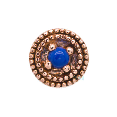 Double Millgrain Round Threaded End in Gold with Stone Cabochon in Prong's
