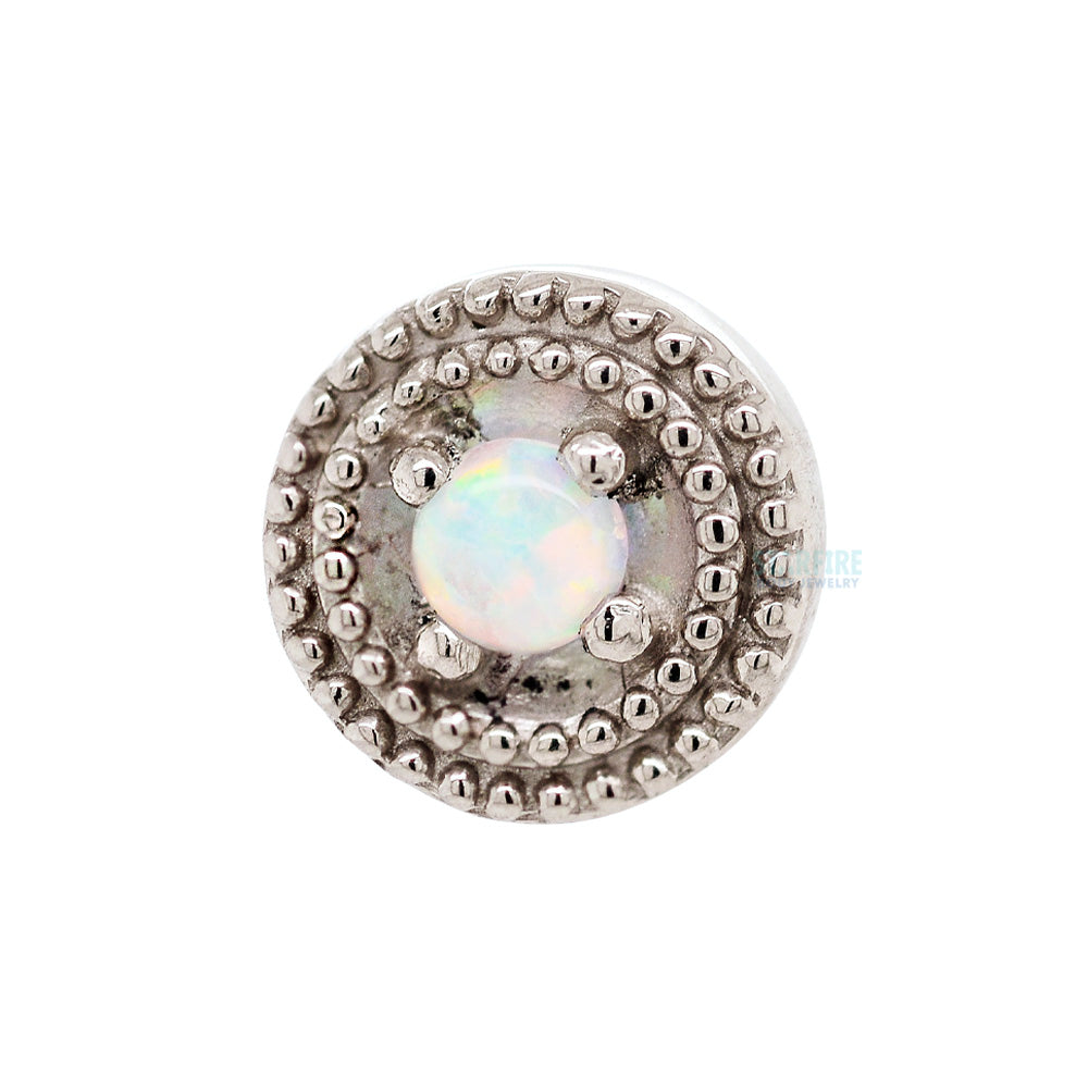 threadless: Double Millgrain Round Pin in Gold with Opal in Prong's