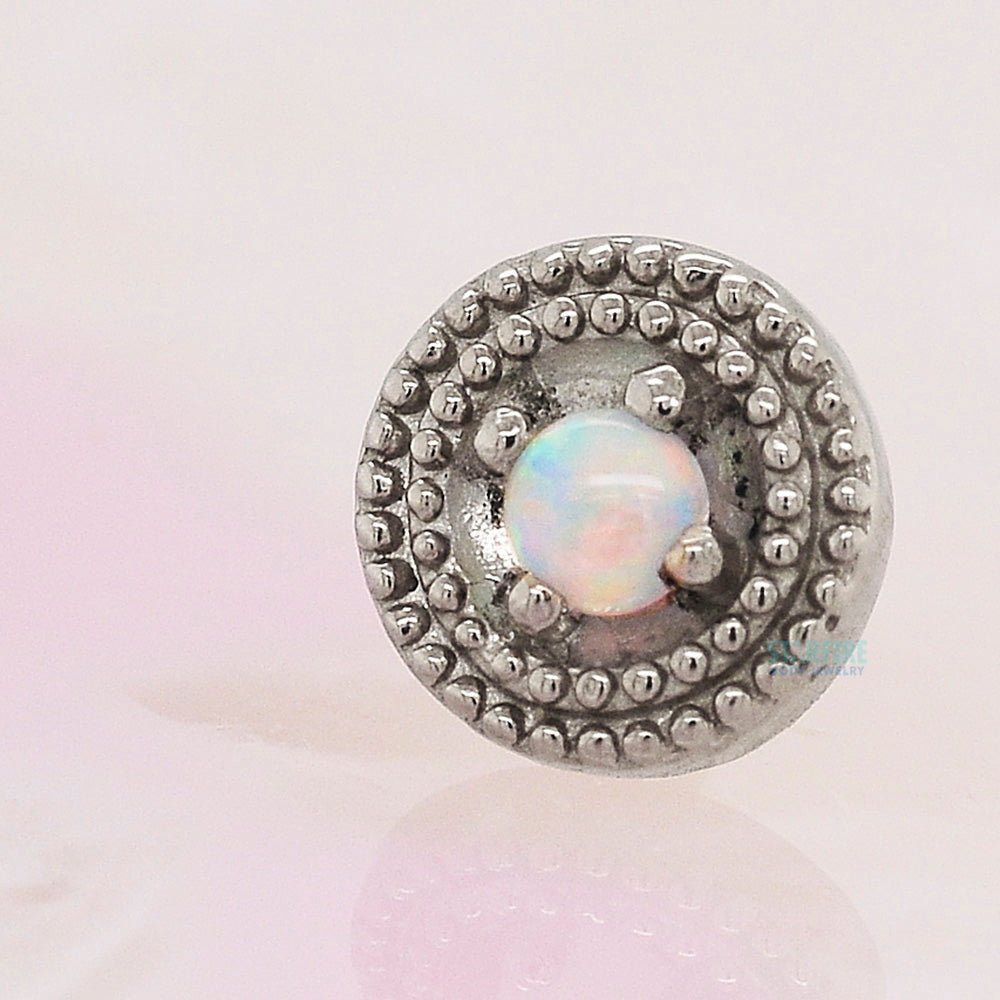 threadless: Double Millgrain Round Pin in Gold with Opal in Prong's