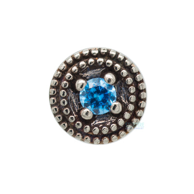 Double Millgrain Round Threaded End in Gold with Faceted Gem in Prong's