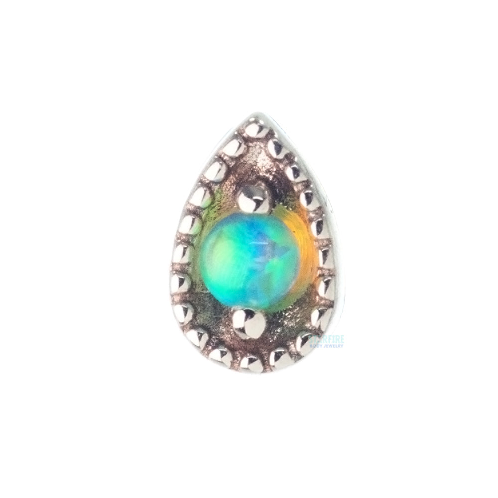 Millgrain Pear Threaded End in Gold with Opal