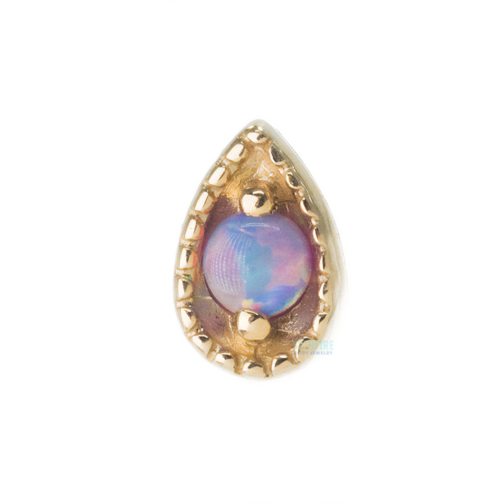 Millgrain Pear Threaded End in Gold with Opal