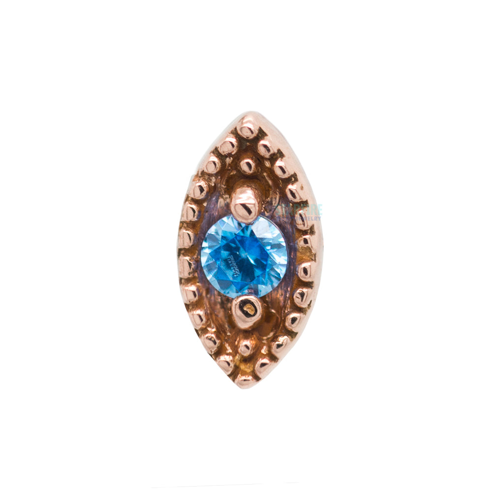 Millgrain Marquise Threaded End in Gold with Faceted Gem