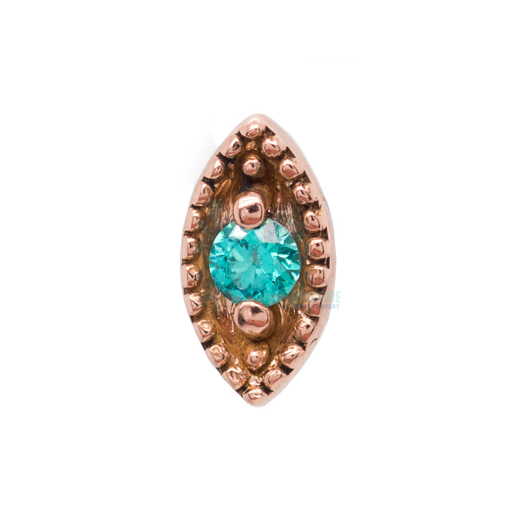 Millgrain Marquise Threaded End in Gold with Faceted Gem