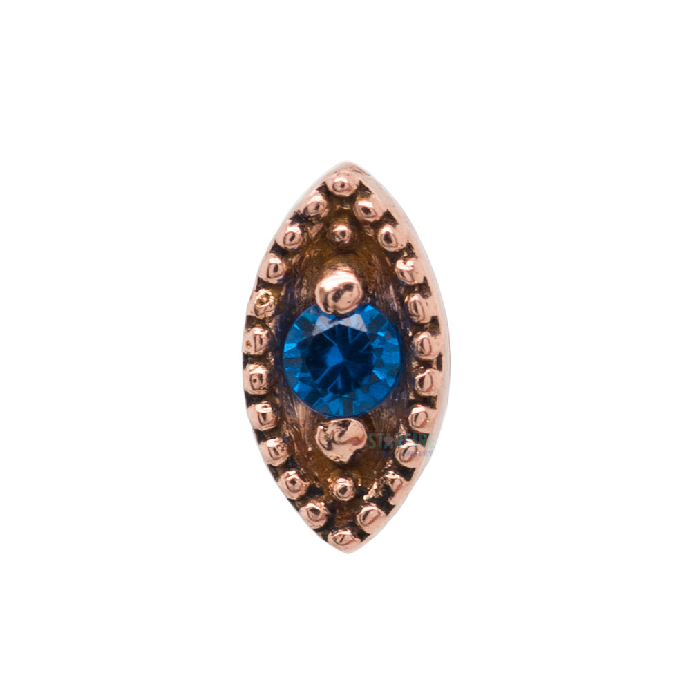 Millgrain Marquise Threaded End in Gold with Faceted Gem