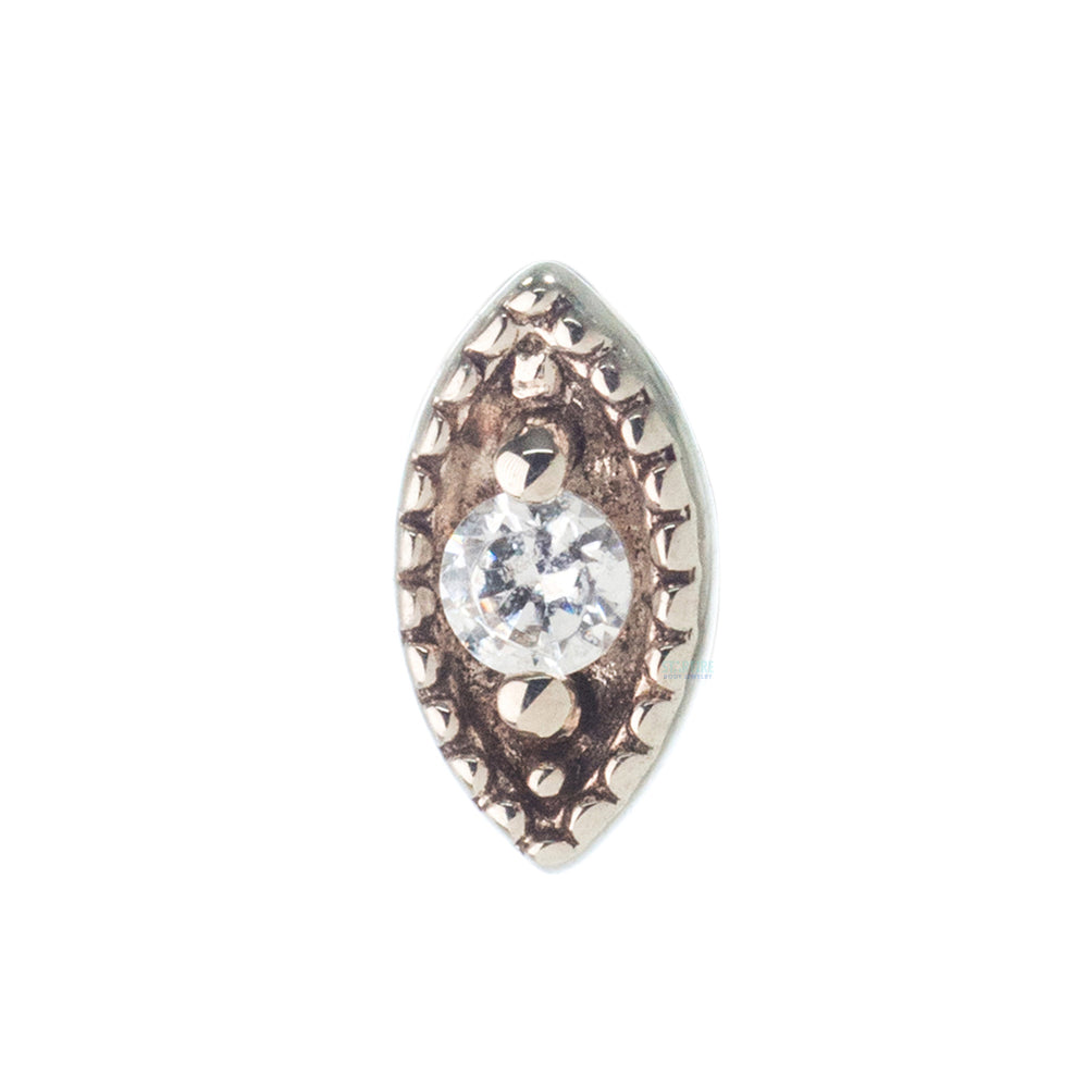 Millgrain Marquise Threaded End in Gold with Faceted Gem