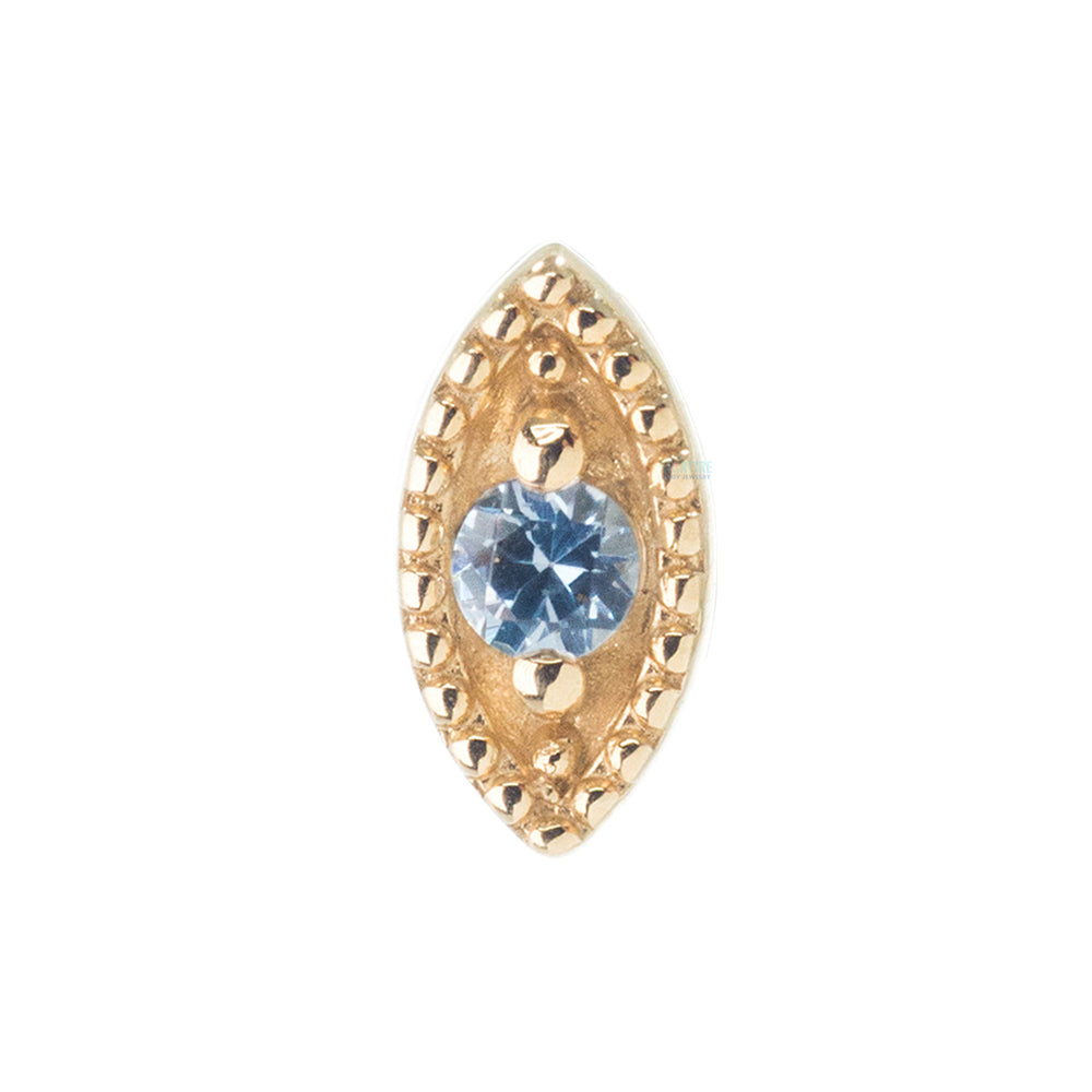 Millgrain Marquise Threaded End in Gold with Faceted Gem