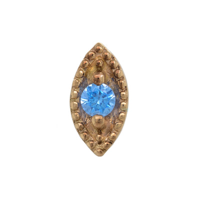Millgrain Marquise Threaded End in Gold with Faceted Gem