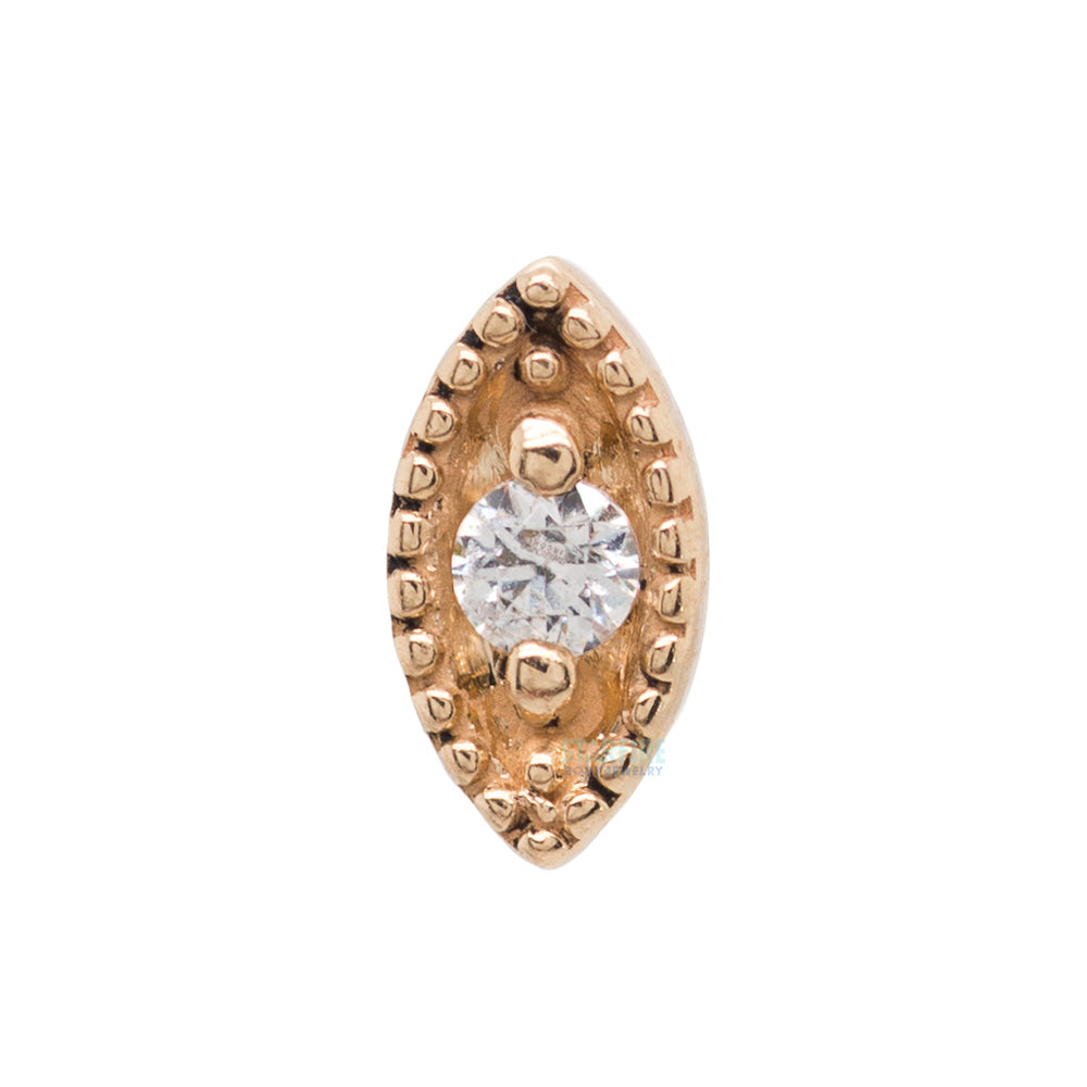 Millgrain Marquise Threaded End in Gold with Faceted Gem