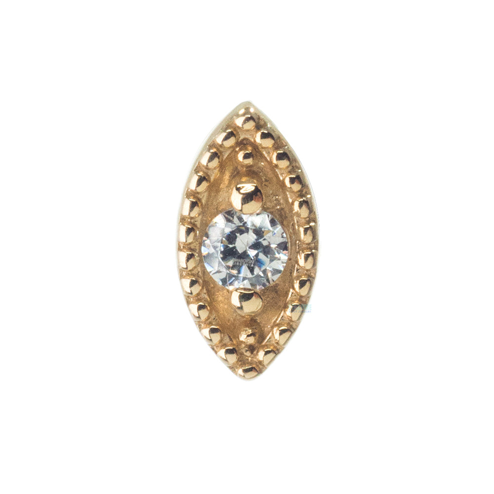 Millgrain Marquise Threaded End in Gold with Faceted Gem